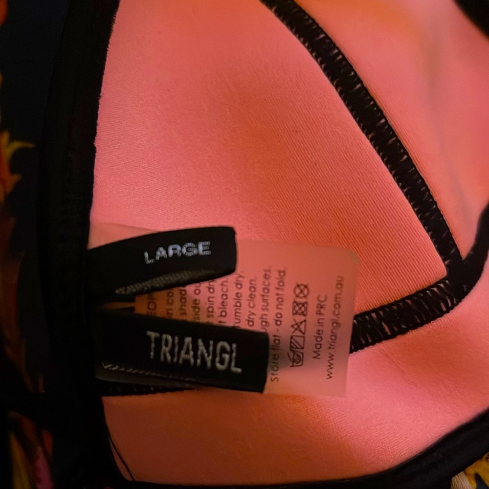Triangl String Bikini Top Pink/Black Size Large - image 3